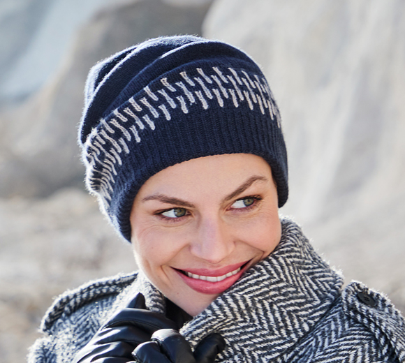 HocAira 1595-4085 Cashmere/Merino Knit Beanie - Ink Blue