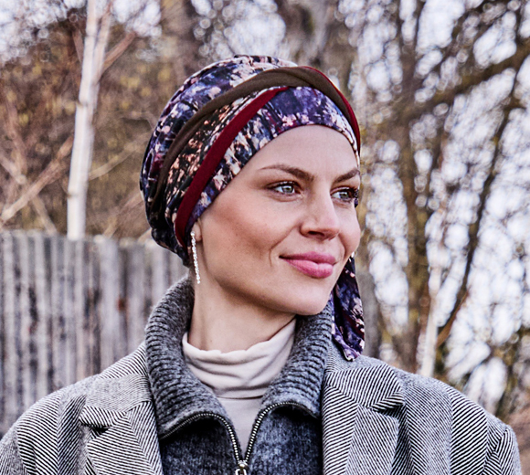 HocBeatrice 1419-4049 Tie Dye Dusk Bamboo Turban with Ribbons