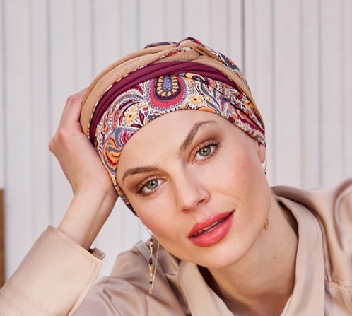 HocNoya 1585-4046 Bamboo Chemotherapy Turban - Moroccan Paisley