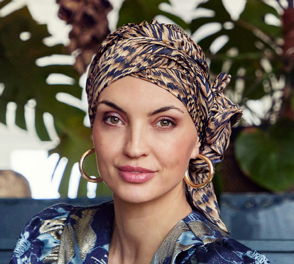 Juvela 3042-4054 ââ2-in-1 Turban with Removable Headband - Waves of Blue