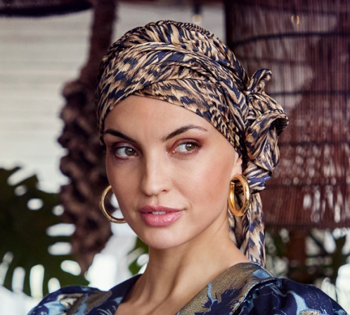 Juvela 3042-4054 ââ2-in-1 Turban with Removable Headband - Waves of Blue