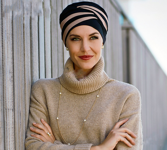 Women's Two-Tone Turban | 1461-0395 SHANTI | BAMBOO