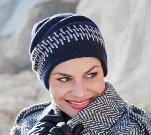 Berretto Lavorato a Maglia HocAira 1595-4085 Cashmere/Merino - Ink Blue