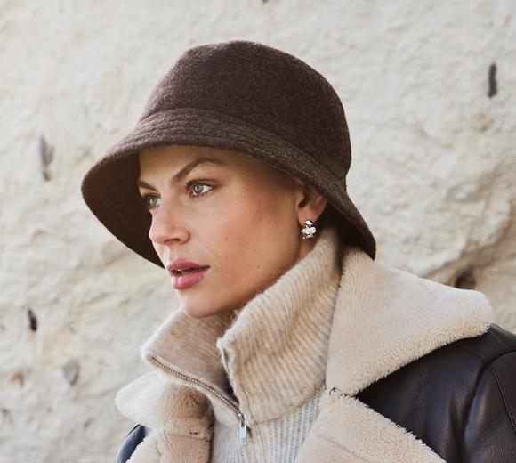 cappello hoc aurelia lana christine headwear copricapo invernale marrone onocologico